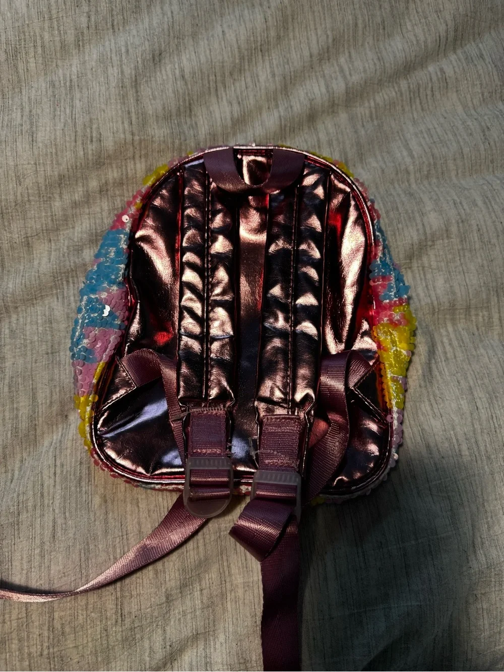 Sequin Chevron Mini Backpack - Pink, Yellow & Blue